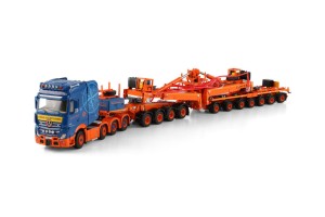 Mercedes Actros 8x4 z 7-osiową naczepą Navigator, WSI Models, skala 1/50