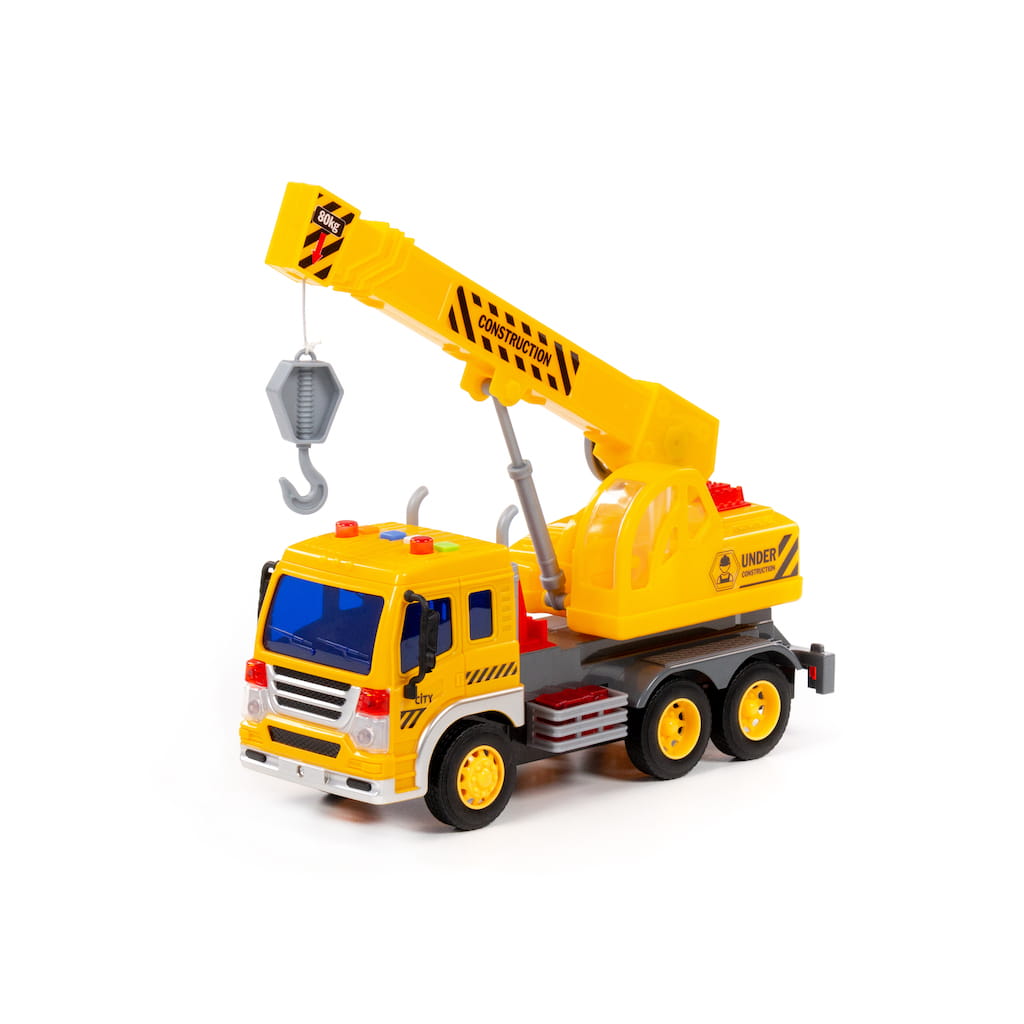 Ciężarówka dźwig, żółty, długość 32 cm