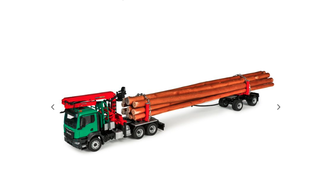 MAN TGS z żurawiem do transportu dłużycy 1/50 Conrad Modelle